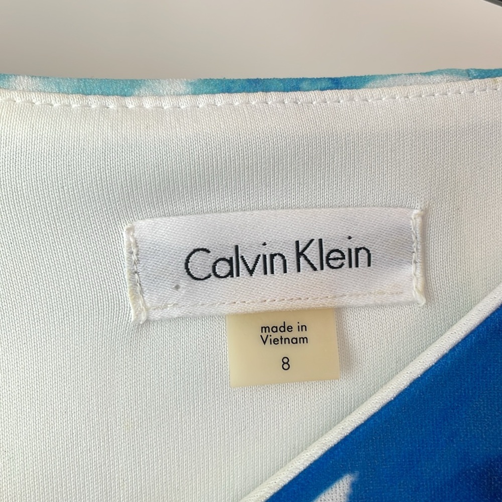 Calvin Klein Blue & White Floral Sheath Dress Size 8 - Picture 4 of 8